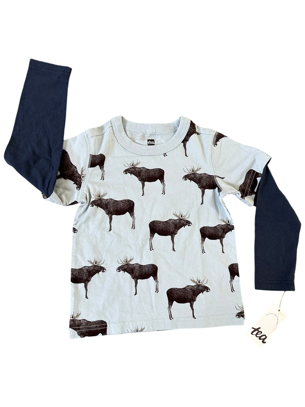 Tea Collection NWT Layered Long Sleeve Moose Shirt Size 3 Kids 3T 100% Cotton